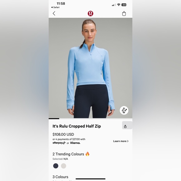 LULULEMON RULU CROPPED HALF ZIP - Picture 7 of 11